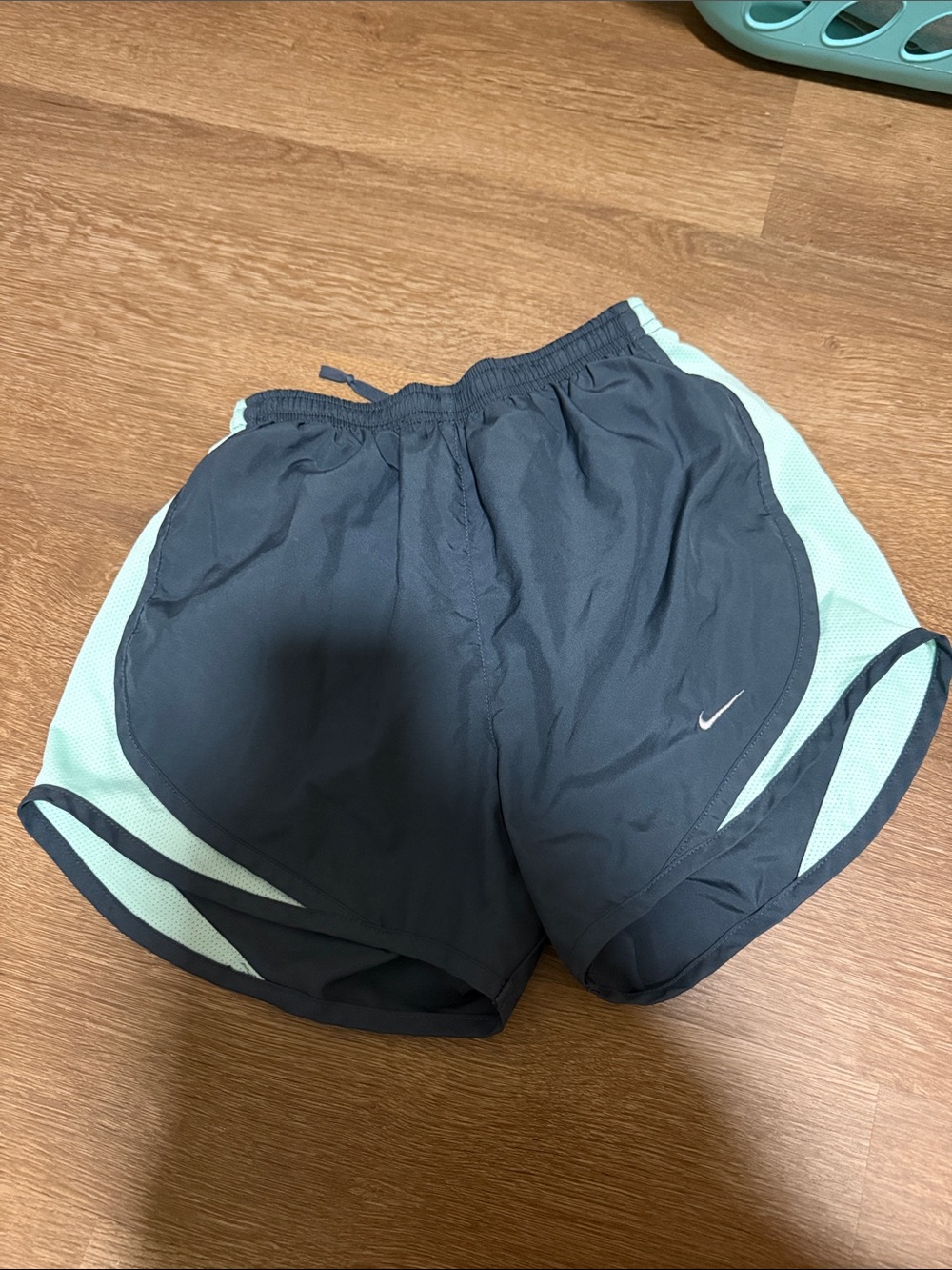 Nike Women's Grey and Mint Green Athletic Shorts